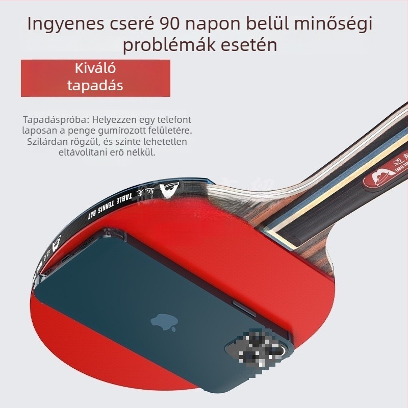 Asztalitenisz ütő gyerekeknek és kezdőknek, karbon szálas penge, közvetlen ütés, gumi pozitív ragasztóval