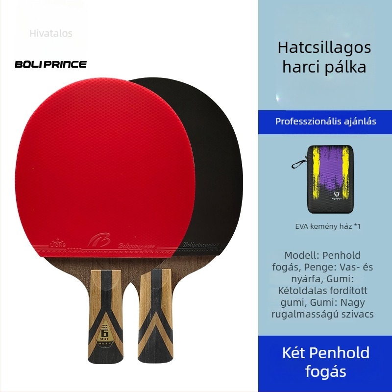 Prince Boli Asztalitenisz Ütő – Poplar alap, ragasztó gumi, egyenes ütés, vízszintes specifikációk, testreszabható feldolgozás