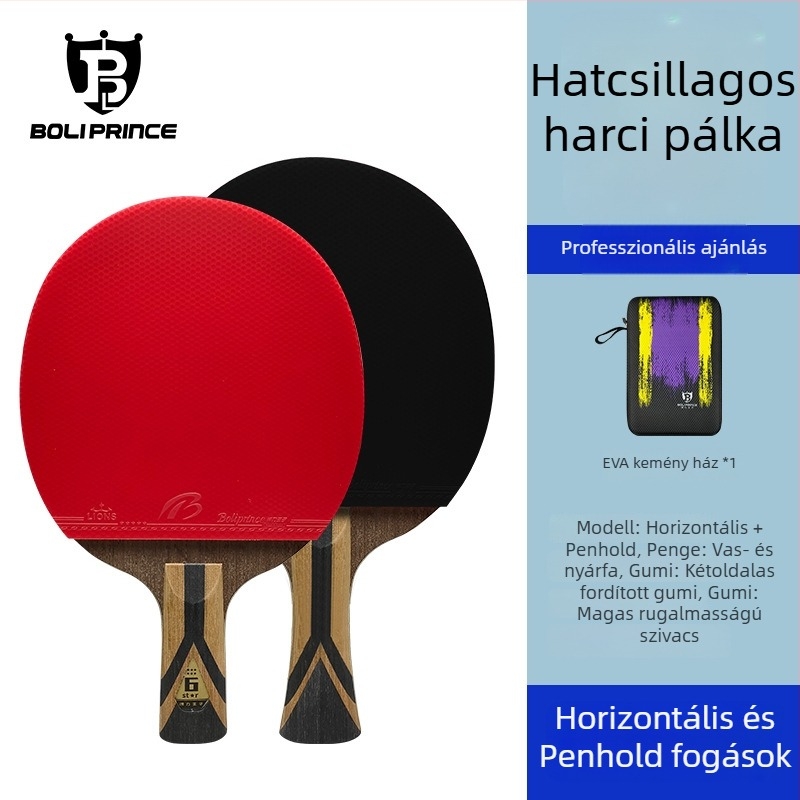 Prince Boli Asztalitenisz Ütő – Poplar alap, ragasztó gumi, egyenes ütés, vízszintes specifikációk, testreszabható feldolgozás