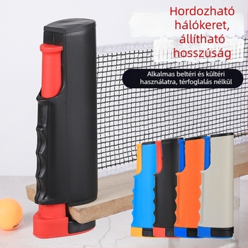 Ping-pong hálóállvány készlet – hordozható, beltéri és kültéri használatra, standard nyújtott hálókeret, PP anyag, tömeg 0,34 kg