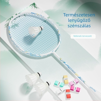Szénszálas badmintonütő készlet, ultra könnyű, 95–100 g, közepes merevség, nylon húrok