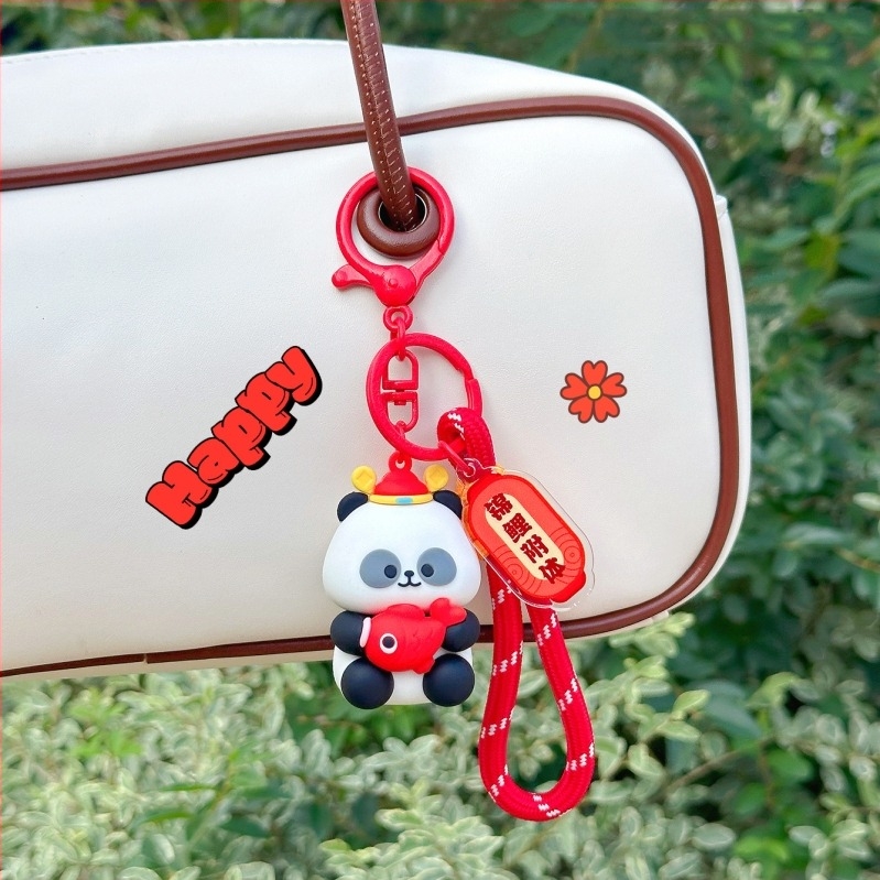 Újévi Panda kulcstartó, modern művészet stílus, anyag: ragasztó, egyenként csomagolt ajándék