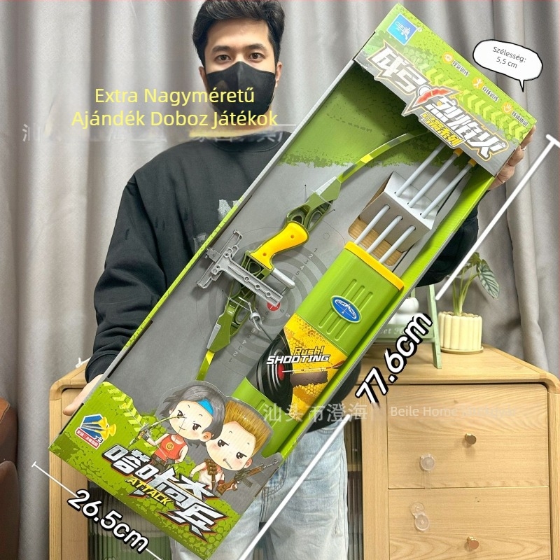 Gyermekeknek készült összecsukható íj és nyílvessző játék szívókorongos célpontokkal, műanyagból, nem elektromos, 4–6 éveseknek