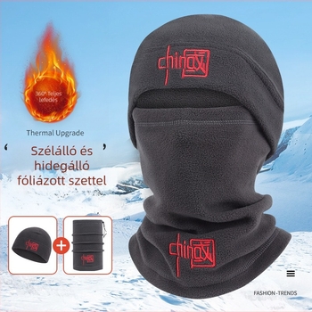Sportos sapka és fejkendő — szélvédő fleece nyakmelegítő, balaclava, poliészter, felnőtteknek, uniszex