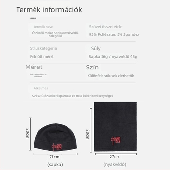 Sportos sapka és fejkendő — szélvédő fleece nyakmelegítő, balaclava, poliészter, felnőtteknek, uniszex