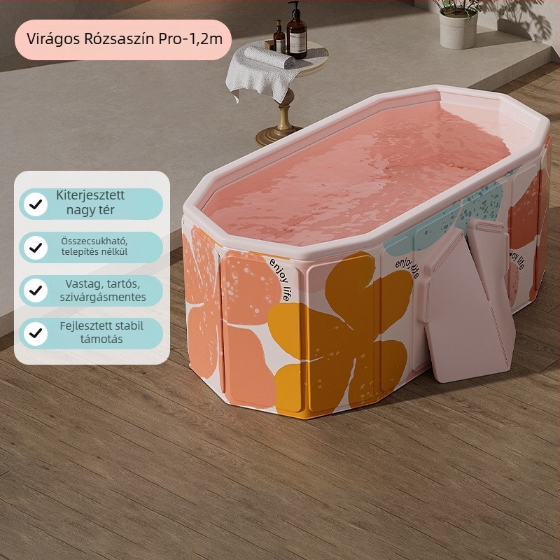 Összecsukható PVC fürdőkád felnőtteknek – szigetelt, vastagodott, gyors nyitású
