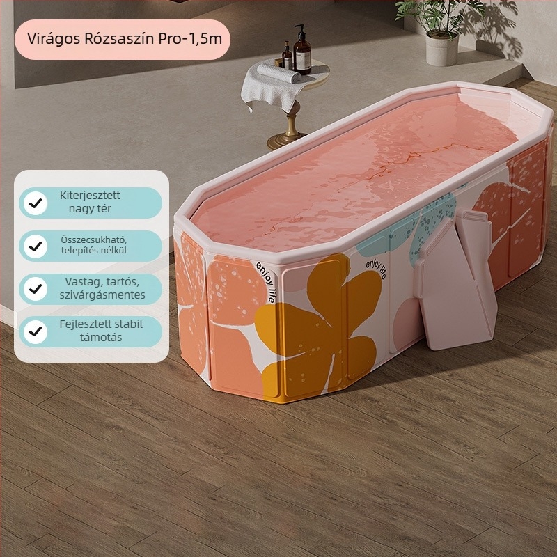 Összecsukható PVC fürdőkád felnőtteknek – szigetelt, vastagodott, gyors nyitású