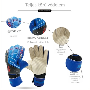 Gyerekek és felnőttek futballkapus kesztyűje ujjvédővel, vastag latex, csúszásmentes