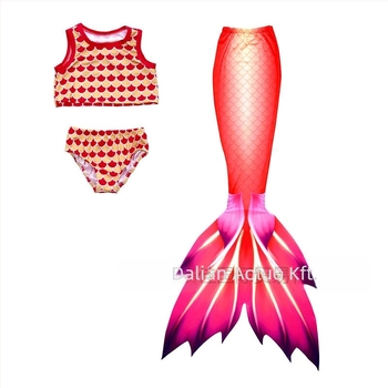 Gyerekeknek készült sellő úszónadrág, egy darabból, farokkal és uszonyokkal, csíkos/gradients mintázat, 20% spandex