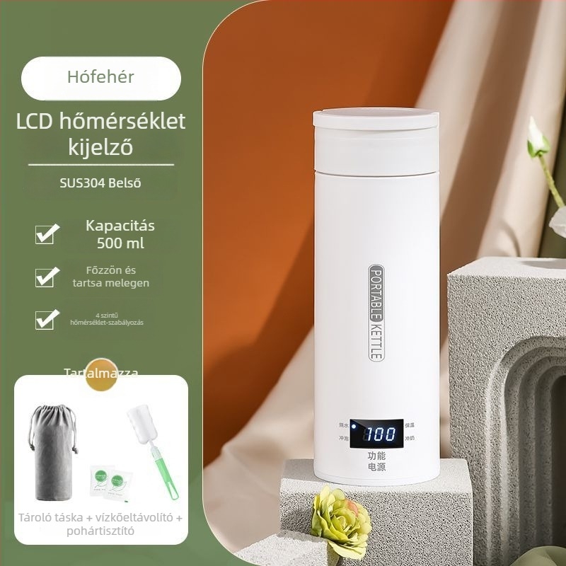 Edelle elektromos vízmelegítő pohár digitális kijelzővel, hordozható utazáshoz, 1000W alatt, kapacitás 1L alatt