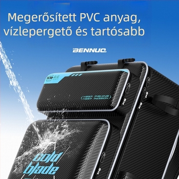Benno horgász hátizsák ülőkével – vízálló PVC, kemény héj, felszerelés tárolása, bottartó és damil rögzítése