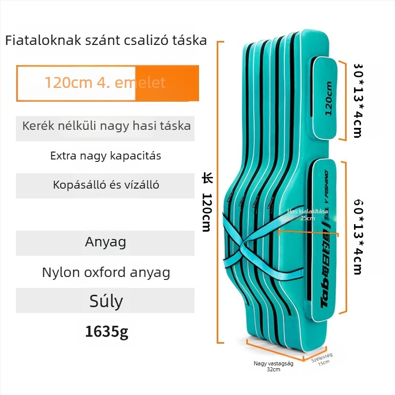 TAB Tengeri horgászat táska - Nylon anyagú, vízálló, ideális rúd, zsinór és orsó tárolására
