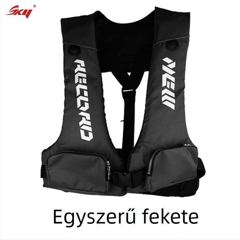 Felnőtt életmentő mellény nagy úszóerővel, tengeri horgászathoz és szörfözéshez, Oxford anyag, 6 fedett zseb, 60-as specifikáció