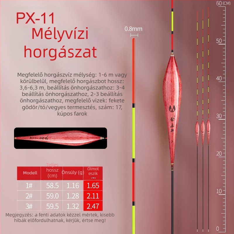 Nádból készült horgászpop, hántolt nád, nagy érzékenységű driftplút, vastag feltűnő farokkal, robosztus csúccsal, vadvízi horgászathoz
