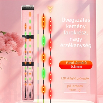 LED üvegszálas, kemény úszó farok – világító elektronikus úszó éjszakai horgászathoz