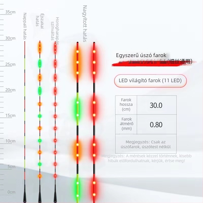 LED üvegszálas, kemény úszó farok – világító elektronikus úszó éjszakai horgászathoz