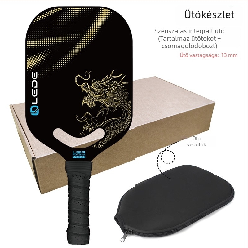 Keret nélküli pickleball ütő szénszálból, forró préselt integrált kivitel, professzionális versenyminőség