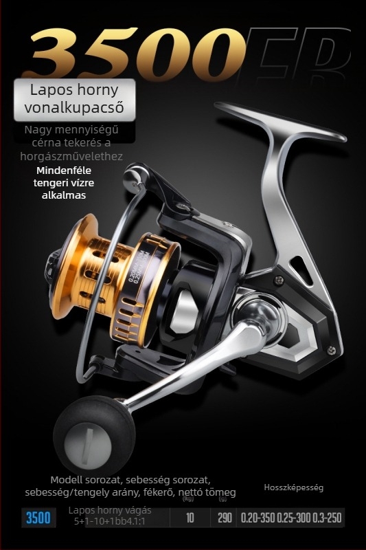 Hasda horgászorsó, teljesen fém felépítésű, sós vízálló, hosszú hatótávú tengeri horgászat, modell 10000