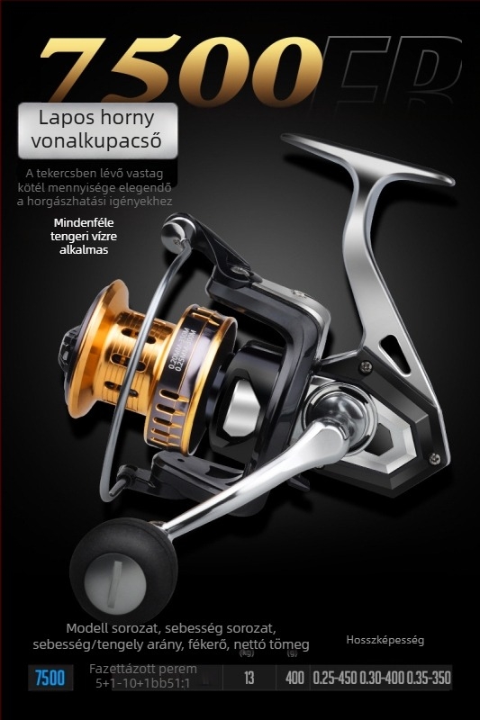 Hasda horgászorsó, teljesen fém felépítésű, sós vízálló, hosszú hatótávú tengeri horgászat, modell 10000