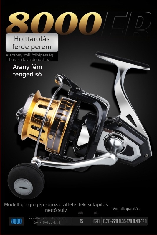 Hasda horgászorsó, teljesen fém felépítésű, sós vízálló, hosszú hatótávú tengeri horgászat, modell 10000