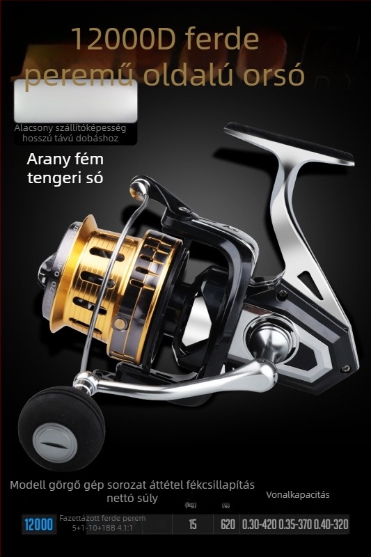 Hasda horgászorsó, teljesen fém felépítésű, sós vízálló, hosszú hatótávú tengeri horgászat, modell 10000