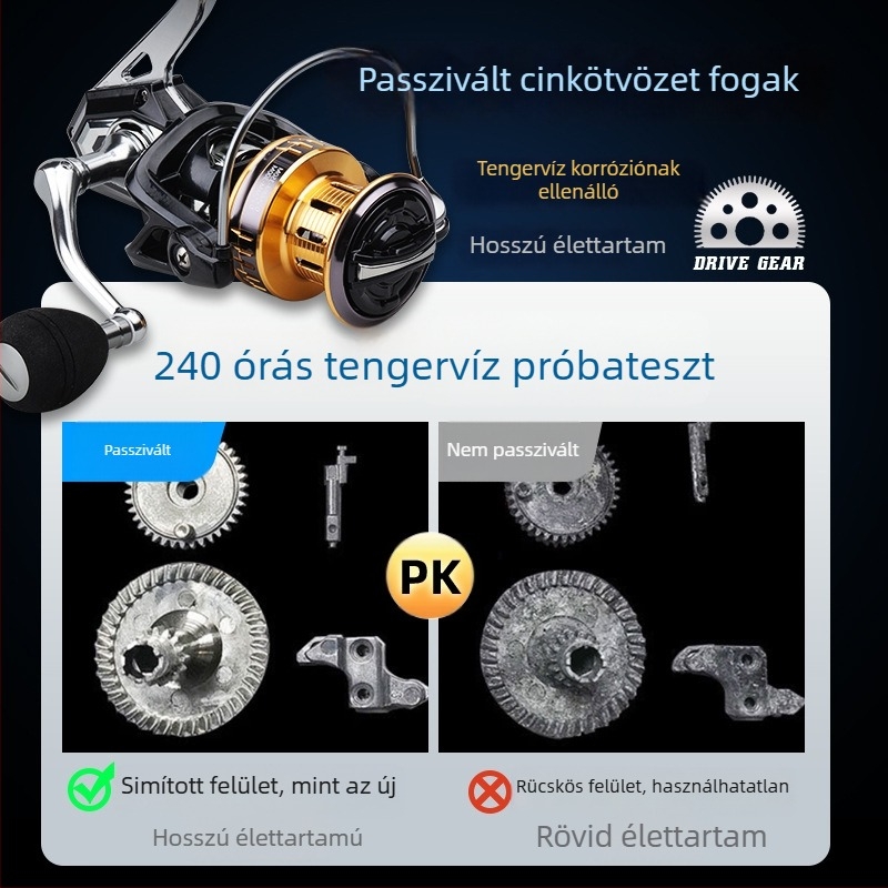 Hasda horgászorsó, teljesen fém felépítésű, sós vízálló, hosszú hatótávú tengeri horgászat, modell 10000