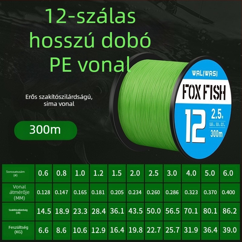 Fő halászati zsinór, PE anyag, erős, 100 darabos dobozban, waliwasi