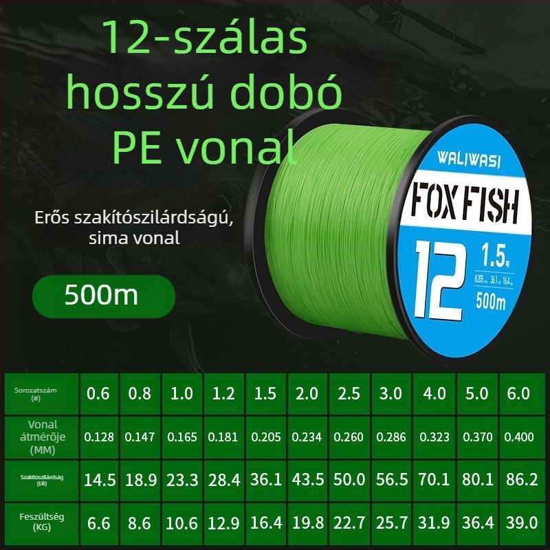 Fő halászati zsinór, PE anyag, erős, 100 darabos dobozban, waliwasi