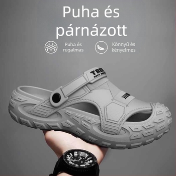 Férfi EVA szandálok, légáteresztőek, szagtalanok, csúszásmentes talppal, EVA felsőrész és talp, slip-on, koreai stílusú
