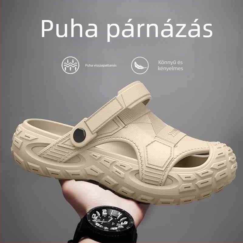 Férfi EVA szandálok, légáteresztőek, szagtalanok, csúszásmentes talppal, EVA felsőrész és talp, slip-on, koreai stílusú
