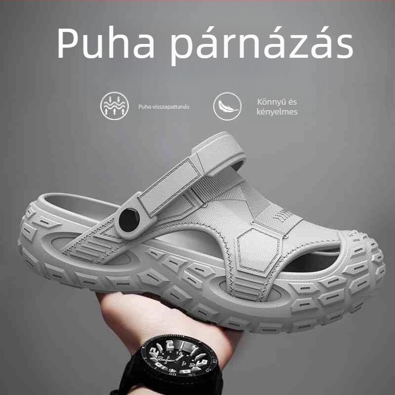 Férfi EVA szandálok, légáteresztőek, szagtalanok, csúszásmentes talppal, EVA felsőrész és talp, slip-on, koreai stílusú