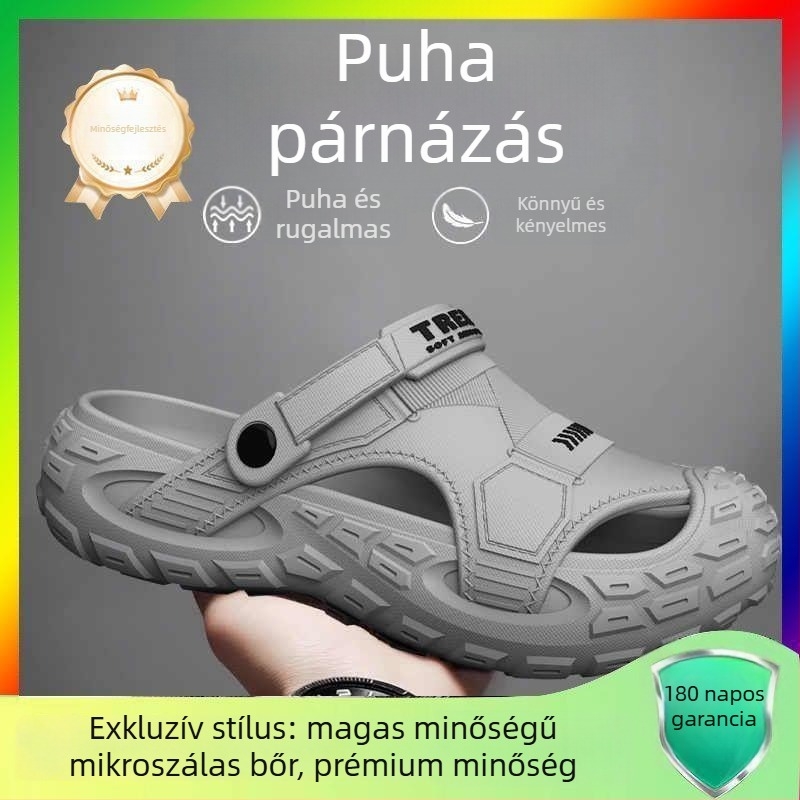 Férfi EVA szandálok, légáteresztőek, szagtalanok, csúszásmentes talppal, EVA felsőrész és talp, slip-on, koreai stílusú