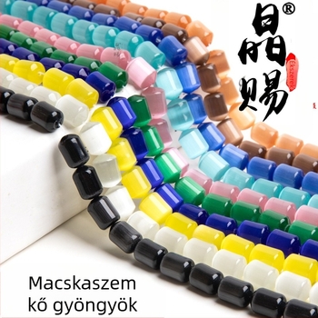 Macskaszem üveg/kristály hengeres gyöngyök DIY ékszerekhez, 10×14 mm