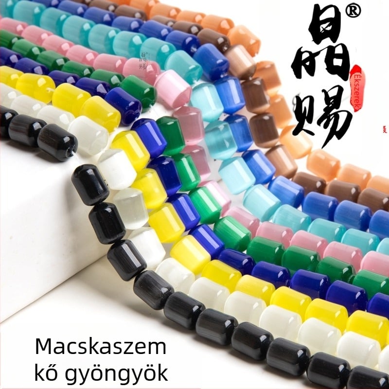 Macskaszem üveg/kristály hengeres gyöngyök DIY ékszerekhez, 10×14 mm