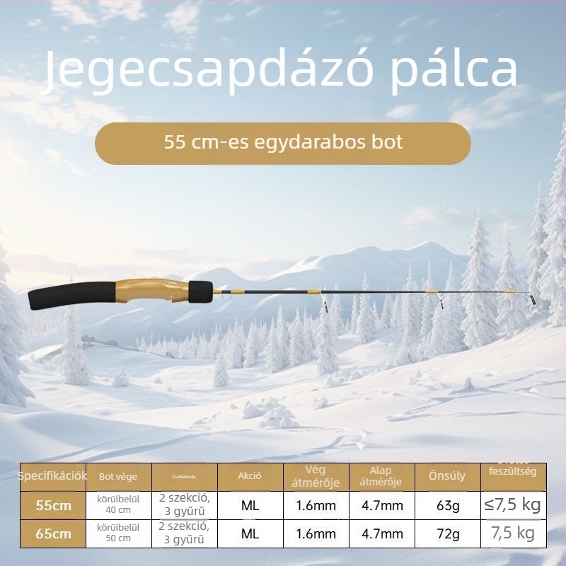 Jéghez készült horgászbot, hordozható, előre kötött damillal és orsóval, teljes készlet