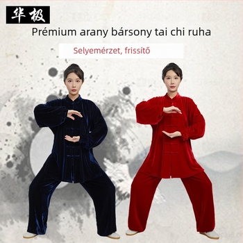 Tai Chi egyenruha, uniszex felnőtteknek, rövid fazon, velúr anyag (80% poliészter; bélés 20% poliészter), alkalmas edzésre, harcművészetre és jóga