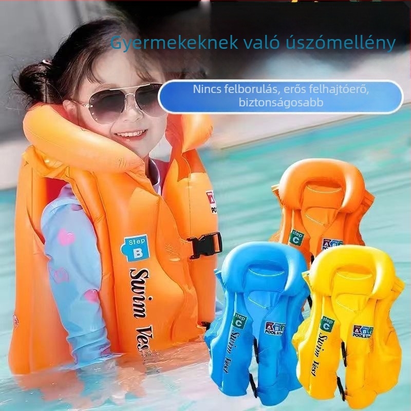 Gyermekeknek szóló felfújható úszó mellény és karikák – kezdő úszók számára