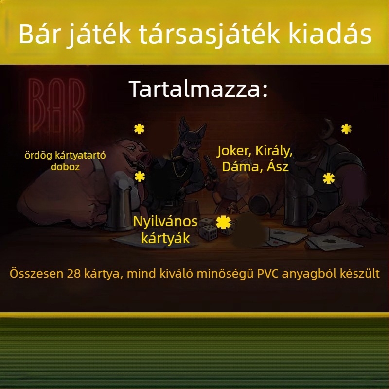 Társasjáték poker-kártyákkal, offline fizikai kiadás, 14+ éveseknek