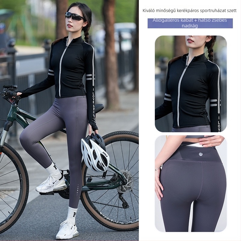Uniszex országúti kerékpáros készlet – nedvszívó, gyorsan száradó, csíkos mintázat, őszi szezonra