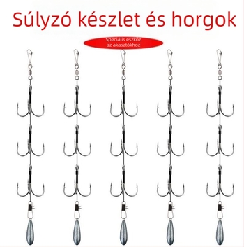 Fishing Hook Set: String and Anchor Hooks for Carp and Spearfish, No Barbs