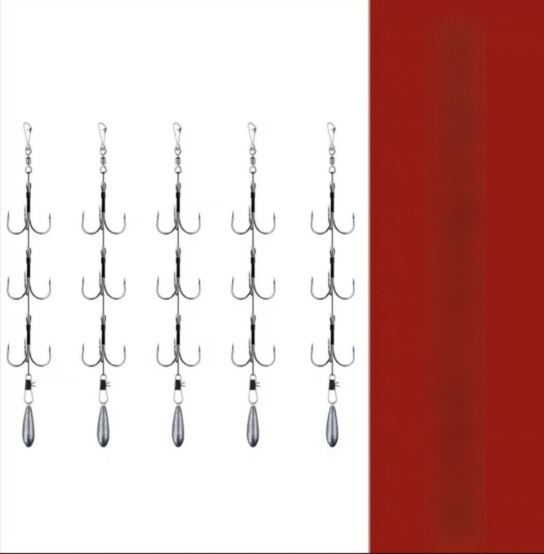 Fishing Hook Set: String and Anchor Hooks for Carp and Spearfish, No Barbs