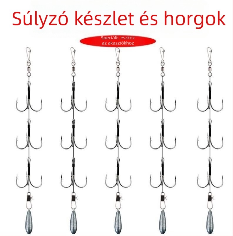 Fishing Hook Set: String and Anchor Hooks for Carp and Spearfish, No Barbs