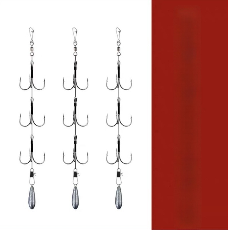 Fishing Hook Set: String and Anchor Hooks for Carp and Spearfish, No Barbs