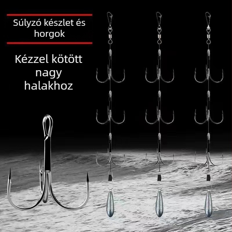 Fishing Hook Set: String and Anchor Hooks for Carp and Spearfish, No Barbs