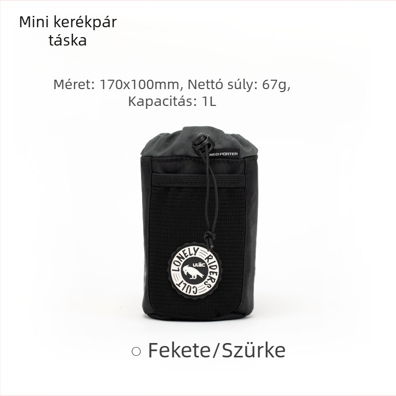 Kerékpáros táska szigetelt palacktartóval, vászon anyag, kapacitás 1L/1,1L, PB1/PB4 modellek, előtti vázon tároló