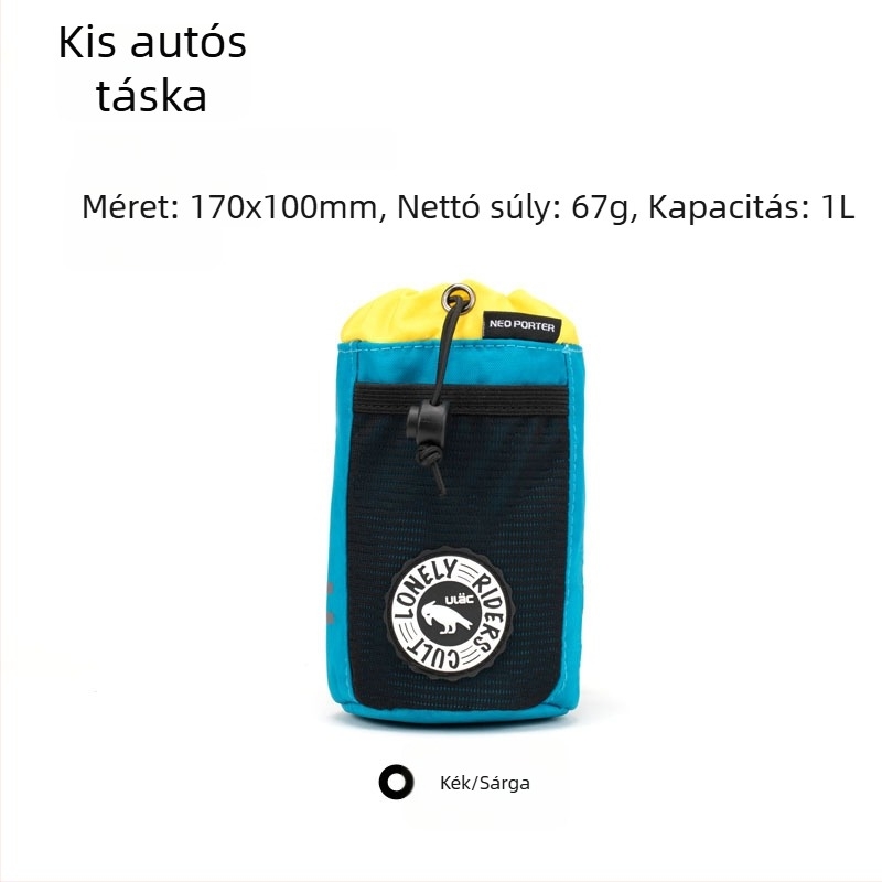 Kerékpáros táska szigetelt palacktartóval, vászon anyag, kapacitás 1L/1,1L, PB1/PB4 modellek, előtti vázon tároló
