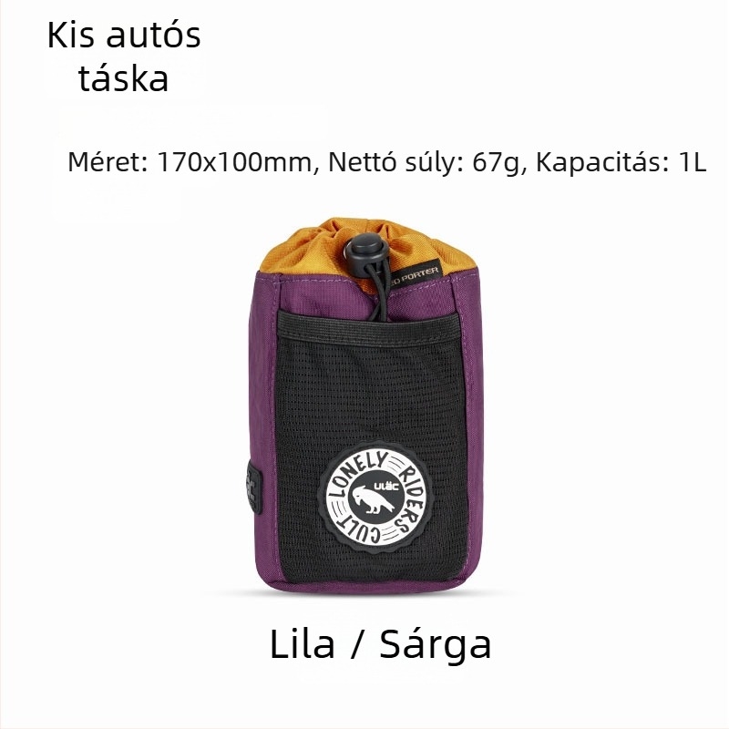 Kerékpáros táska szigetelt palacktartóval, vászon anyag, kapacitás 1L/1,1L, PB1/PB4 modellek, előtti vázon tároló
