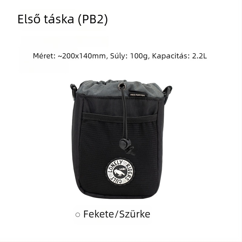 Kerékpáros táska szigetelt palacktartóval, vászon anyag, kapacitás 1L/1,1L, PB1/PB4 modellek, előtti vázon tároló