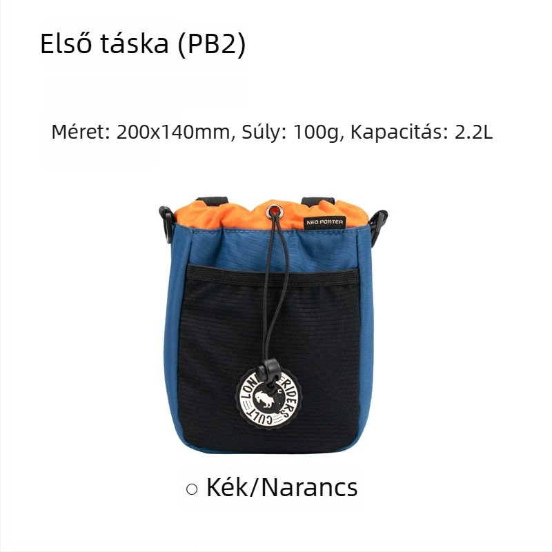 Kerékpáros táska szigetelt palacktartóval, vászon anyag, kapacitás 1L/1,1L, PB1/PB4 modellek, előtti vázon tároló
