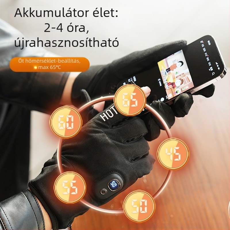 Elektromos fűtésű kesztyűk – Újratölthető, Polár anyag, Uniszex, Síeléshez
